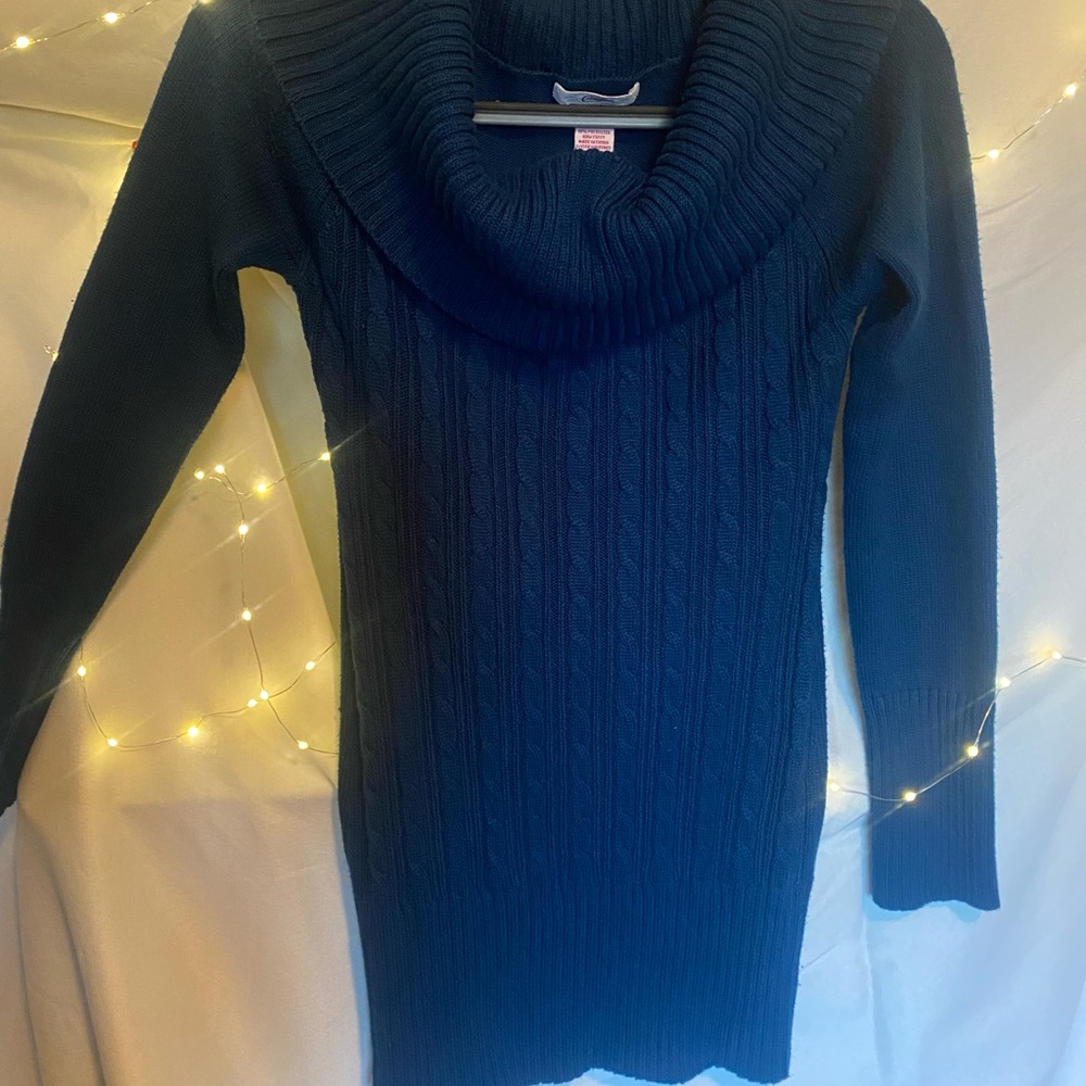 Beautiful blue sweater! Very warm and cozy